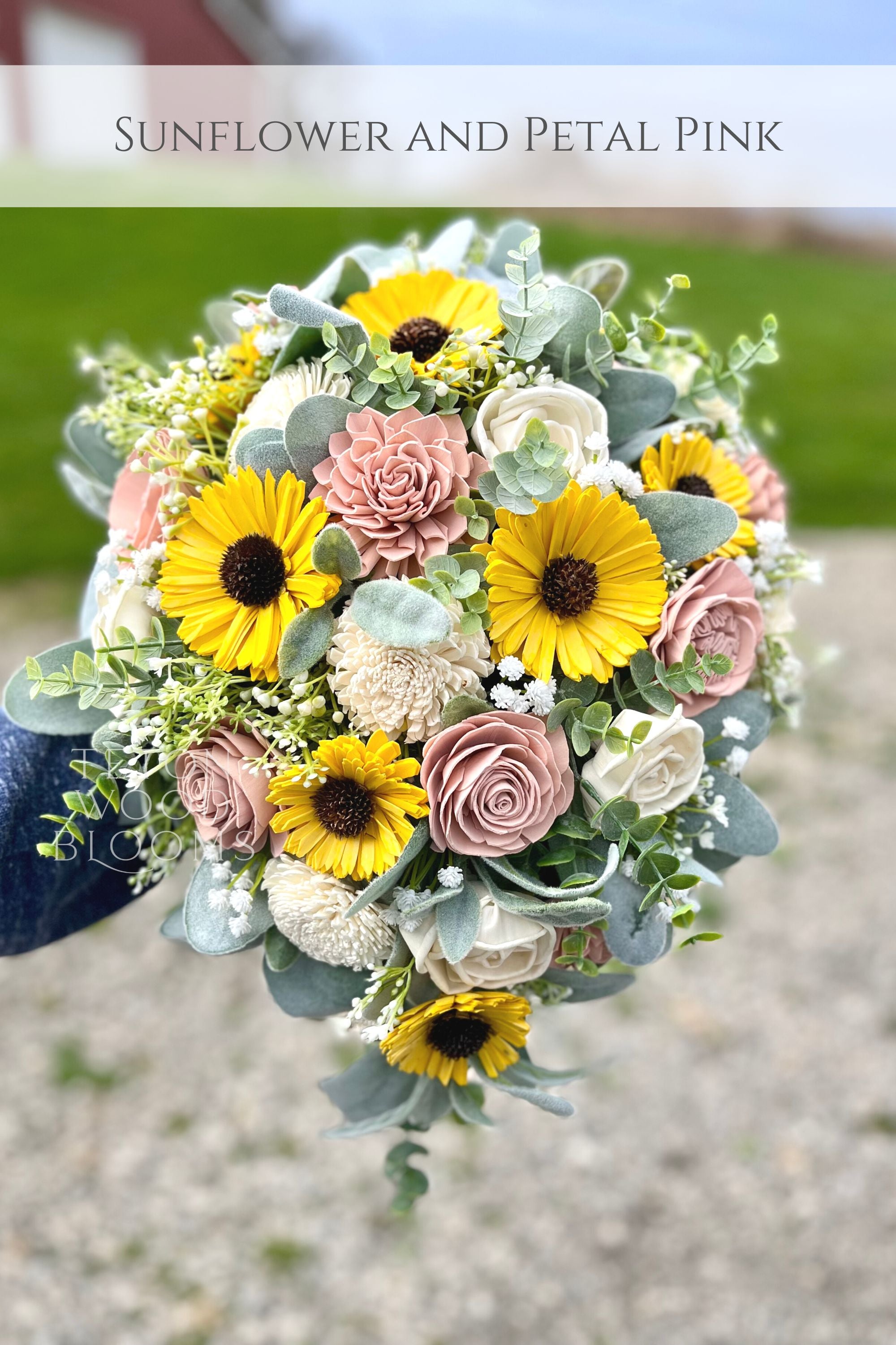 Sunflower and Dusty Blues Bouquet