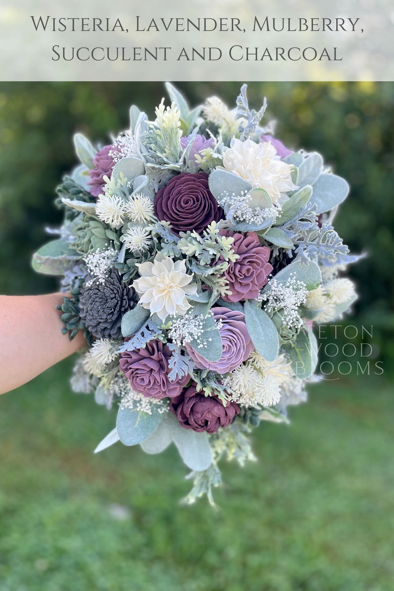 lavender and succulent bouquet Athena Bouquet – Teton Wood Blooms