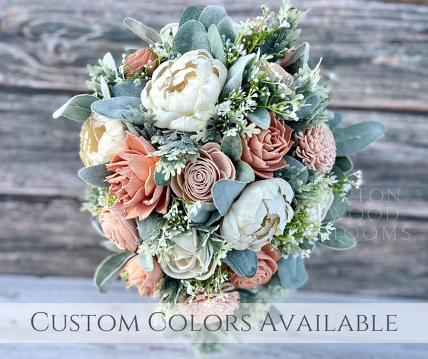 Blush, Ivory and Peony Bouquet – Teton Wood Blooms