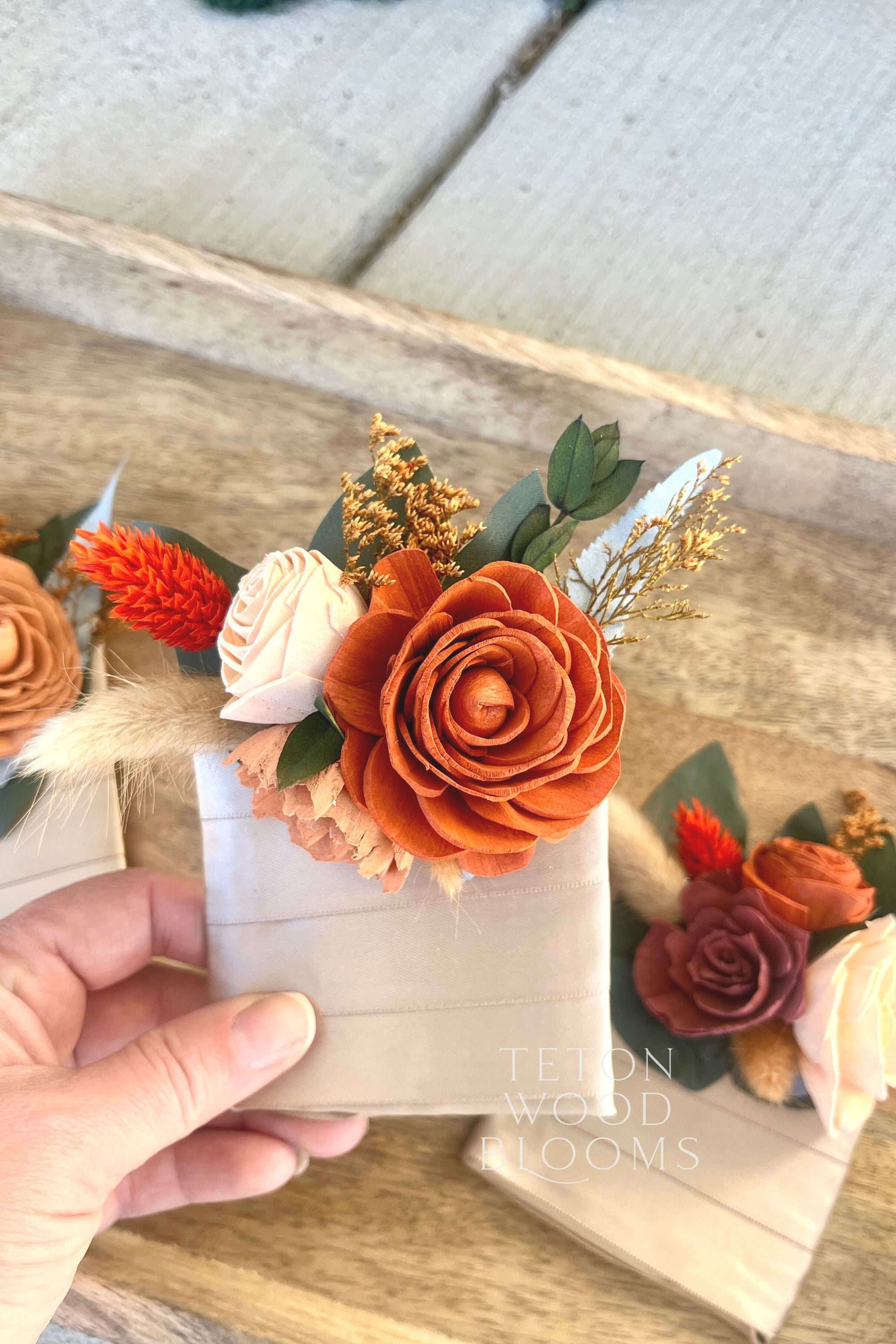Rust and Pampas Pocket Boutonniere