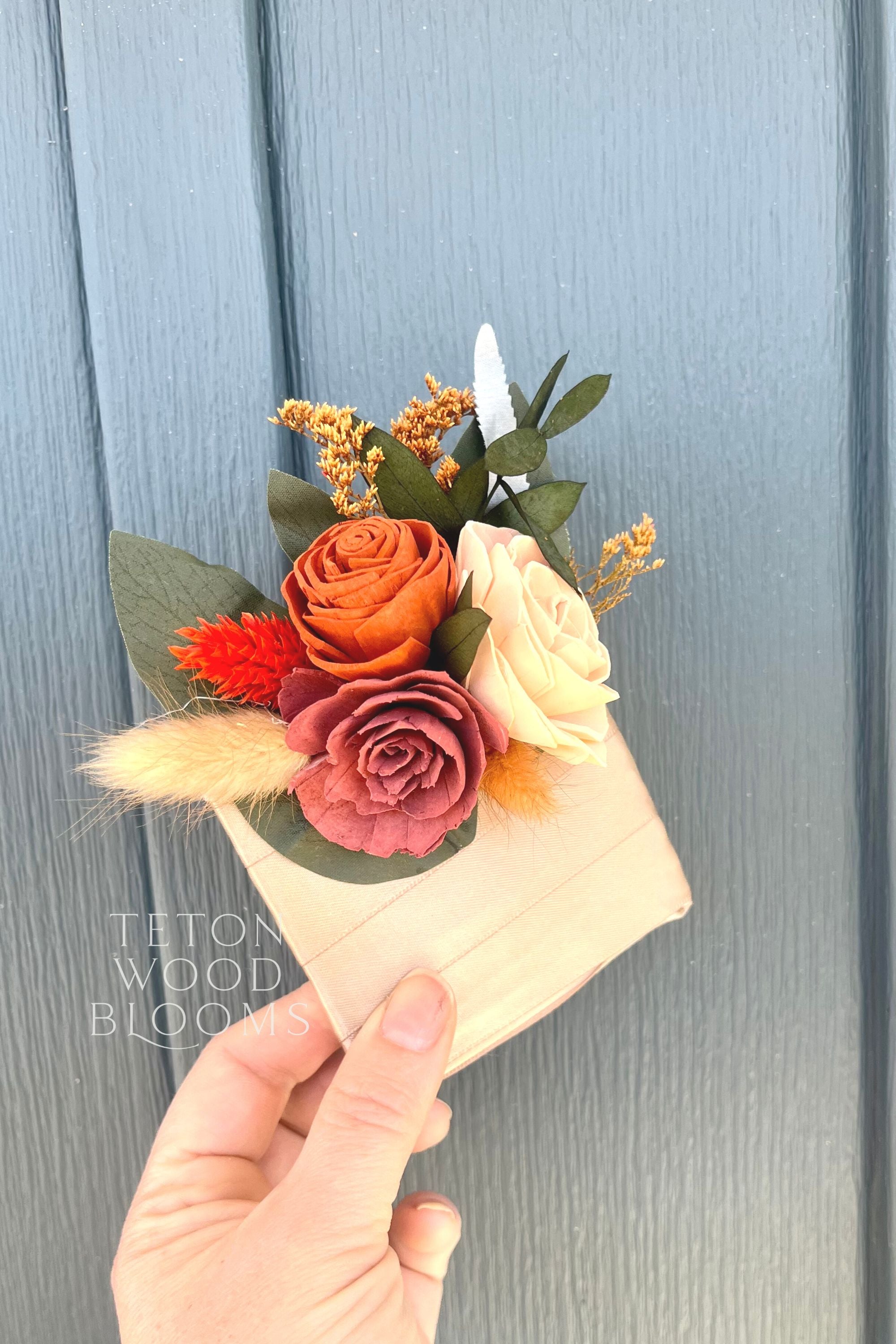 Rust and Pampas Pocket Boutonniere