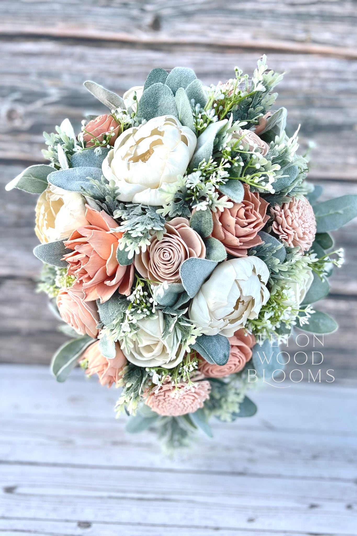 white rose and succulent bouquet Blush, Ivory and Peony Bouquet – Teton Wood Blooms