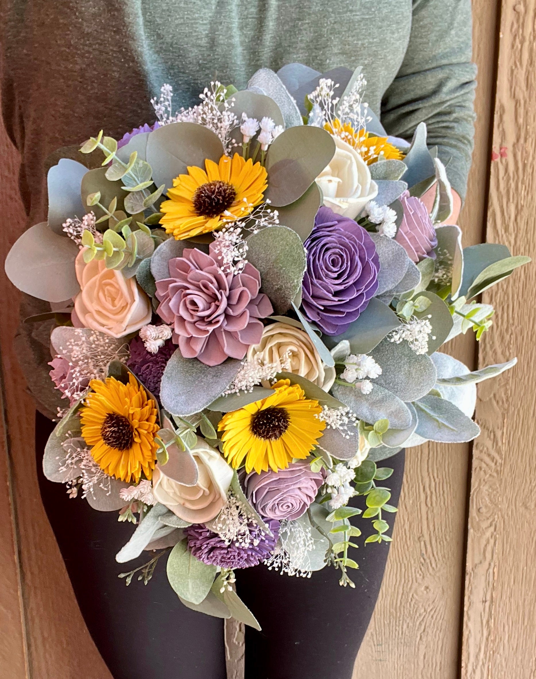 Sunflower and Baby's Breath Bouquet – Teton Wood Blooms