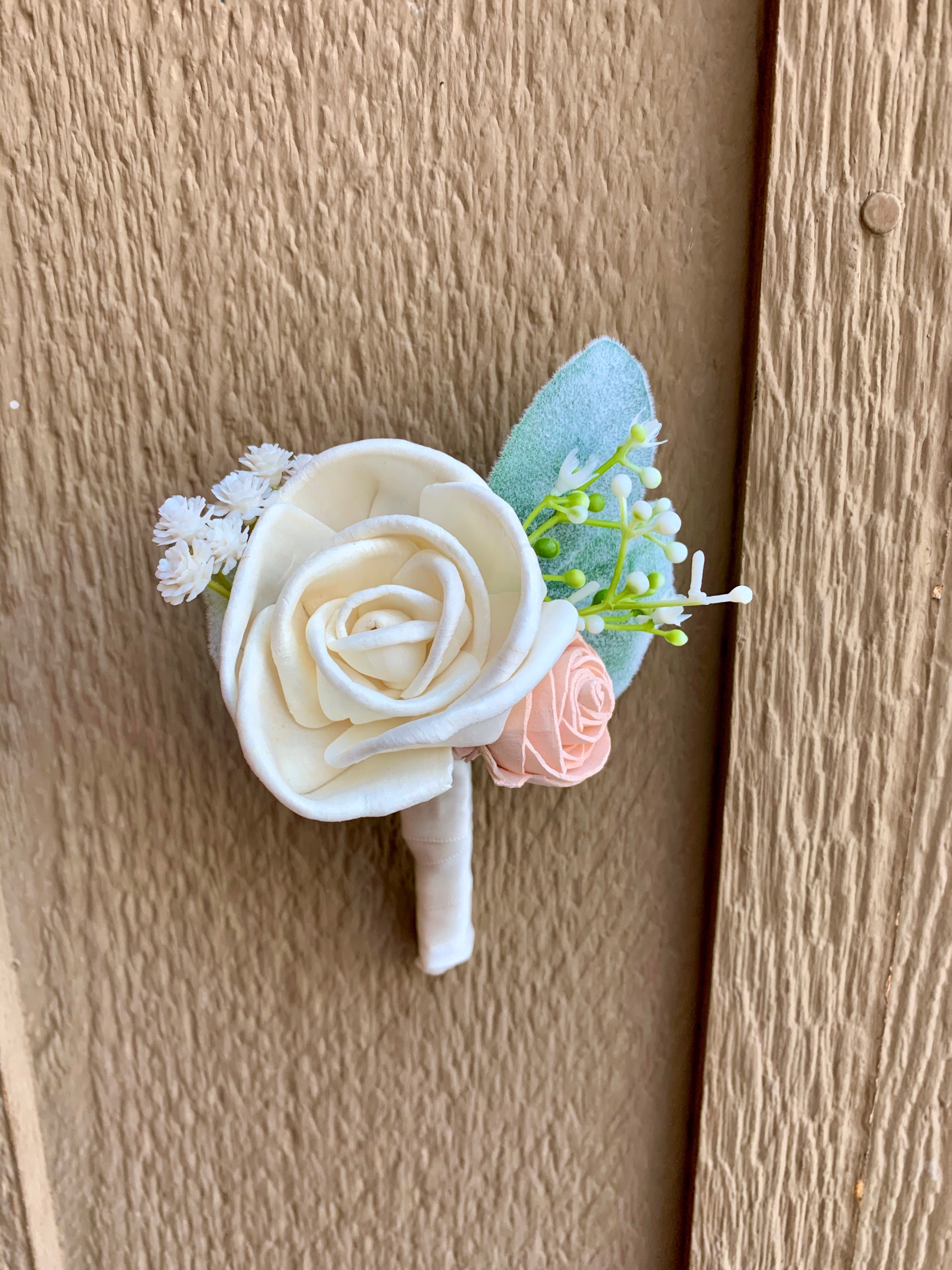 Ivory and Baby's Breath Boutonniere