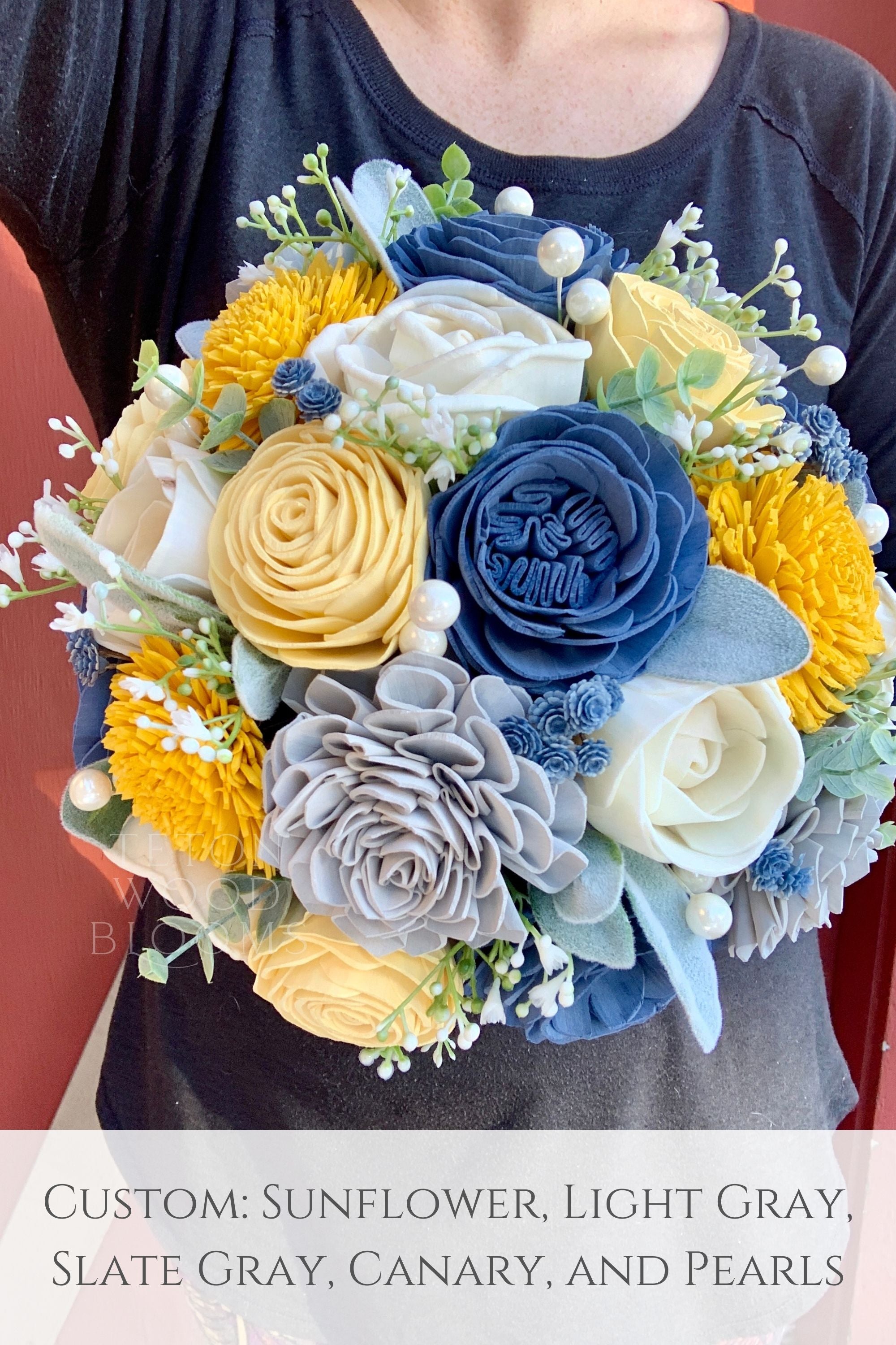 Rustic Blue, Gray and Yellow Bouquet