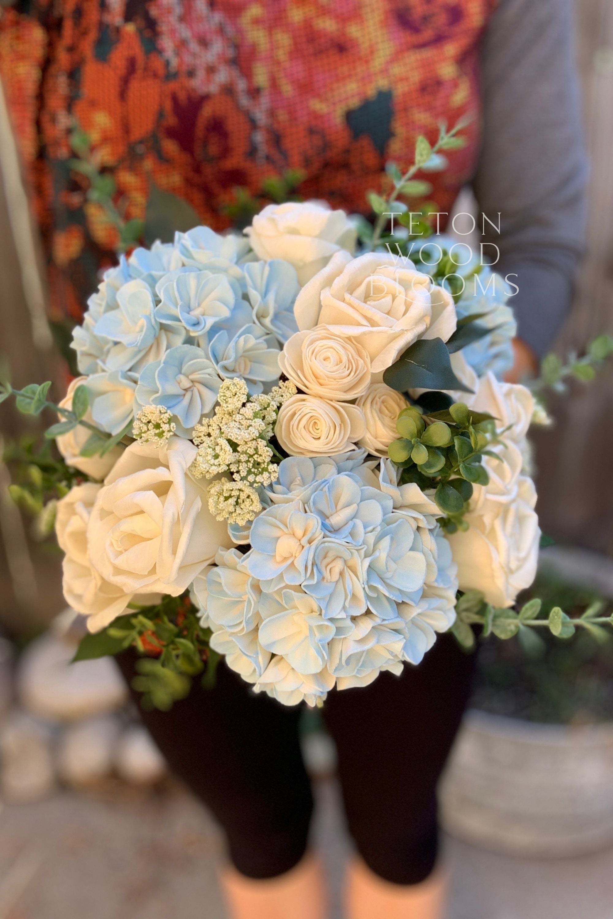 Hydrangea and Rose Bouquet – Teton Wood Blooms