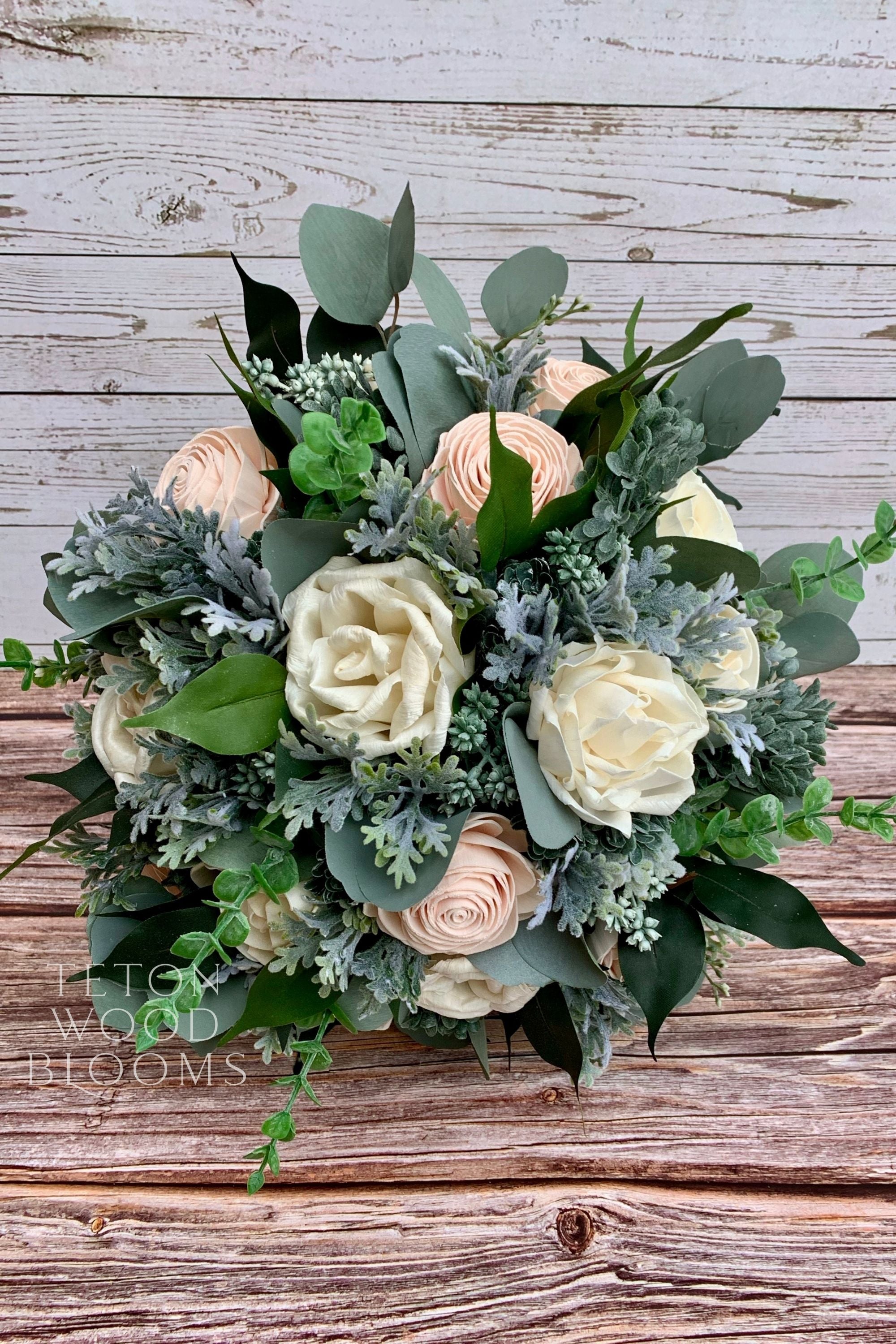 Wild Eucalyptus and Rose Bouquet