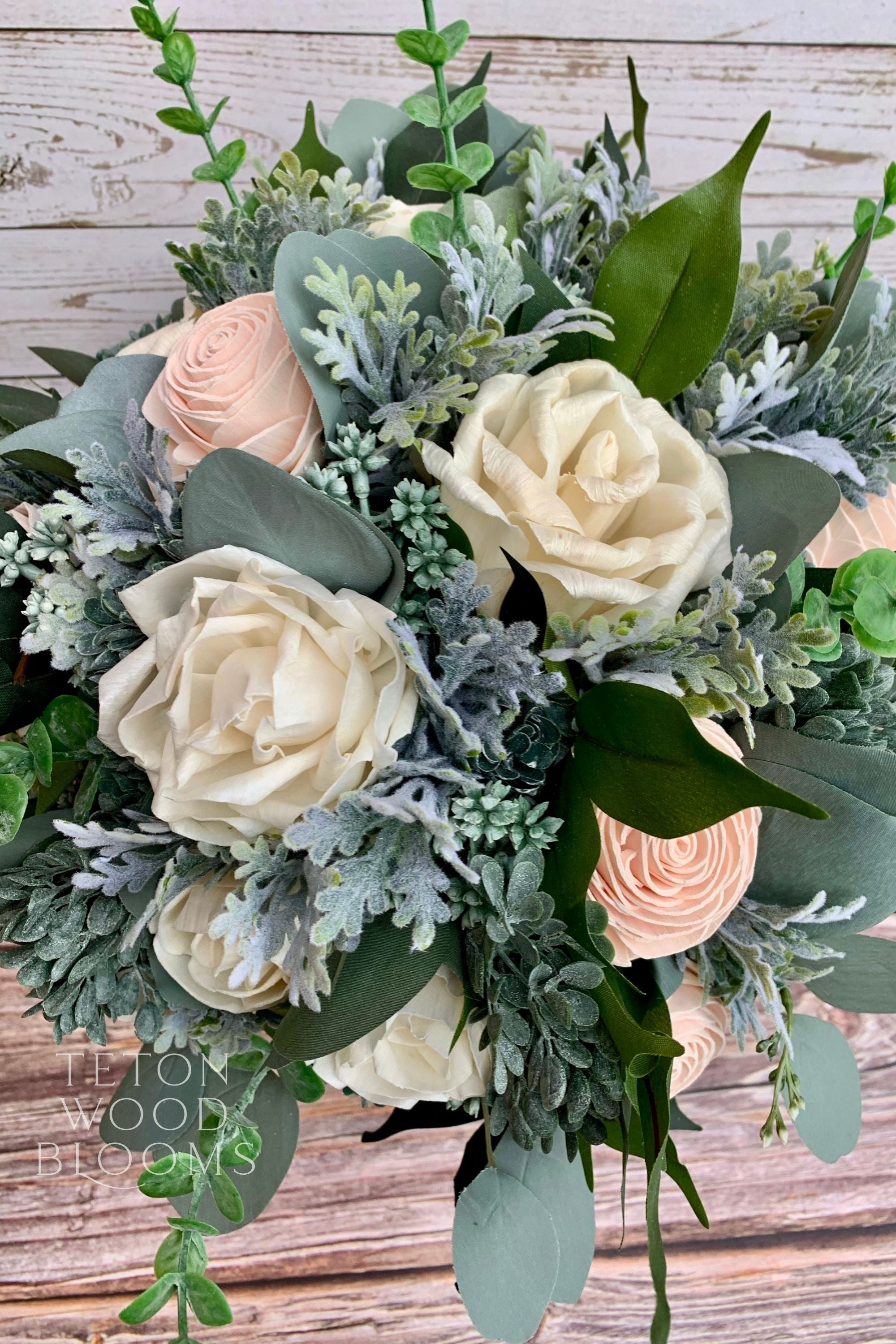 Wild Eucalyptus and Rose Bouquet
