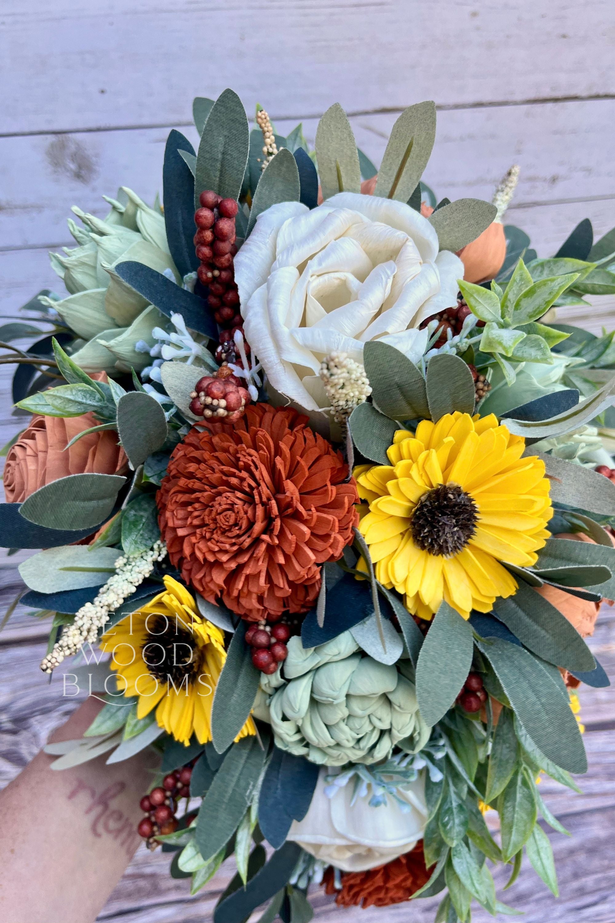 Sunflower, Peony and Olive Bouquet