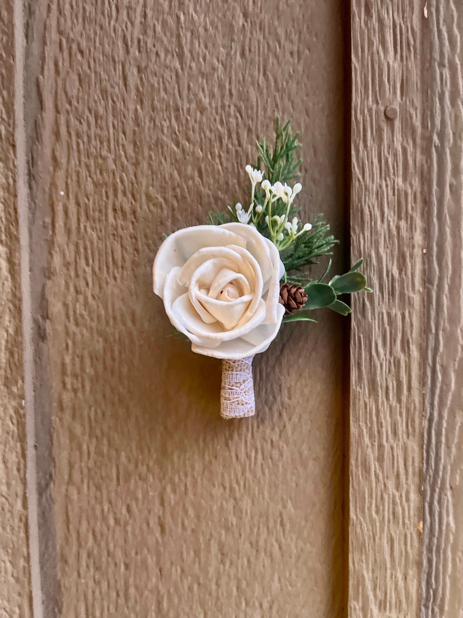 Cedar and Pinecone Boutonniere